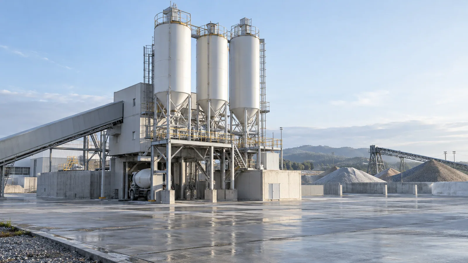 Cement i transport do betoniarni — ilustracja